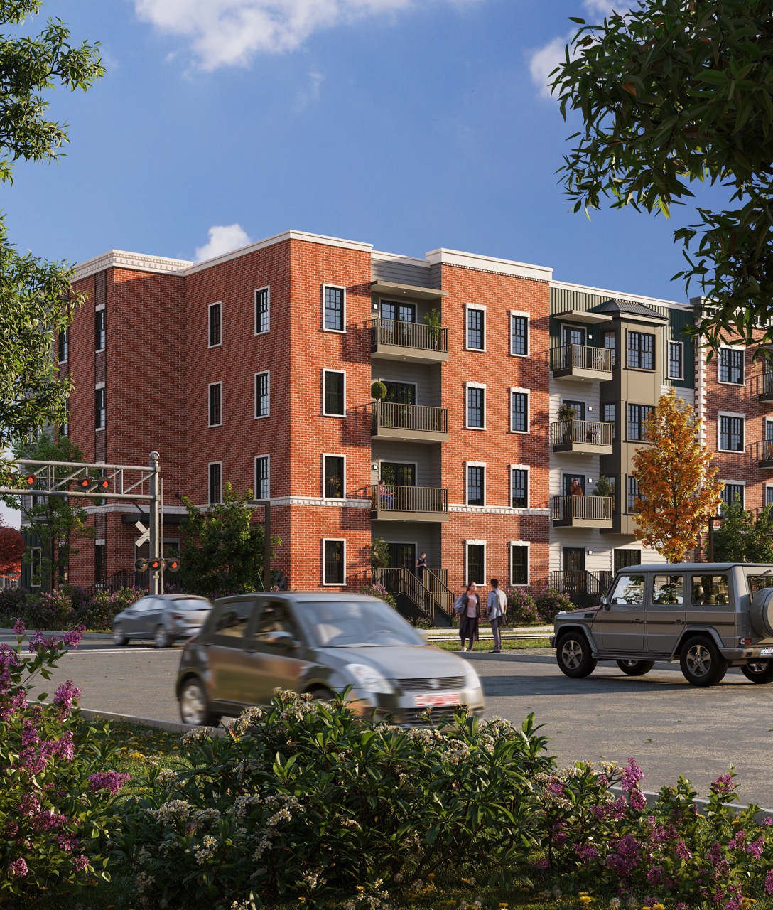 Corner detail of Ironwood Apartments