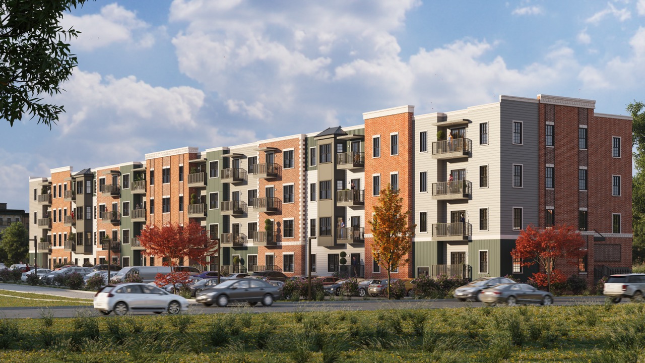 Long elevation of Ironwood Apartments